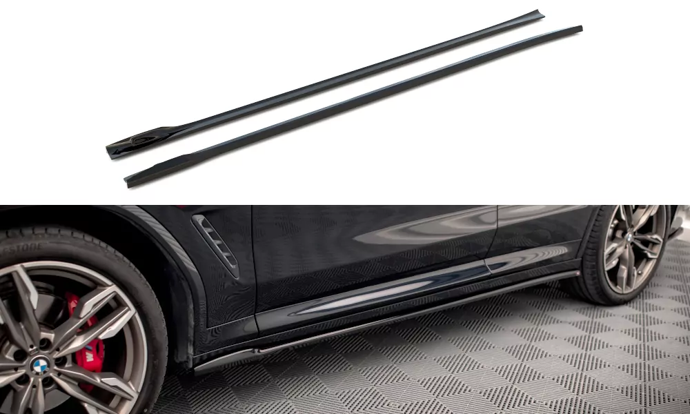 Seitenschweller Ansatz Für V.2 Für  BMW X3 M40d / M40i / M-Paket G01  Schwarz Hochglanz
