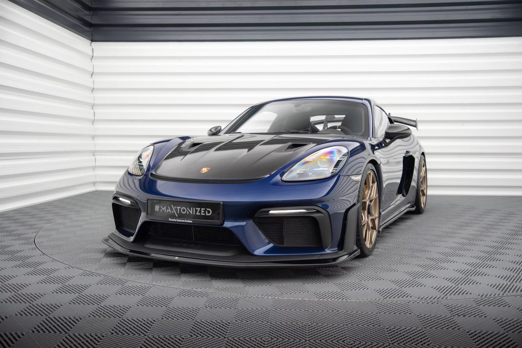 Front Ansatz Für Porsche 718 Cayman GT4 RS 982c Schwarz Hochglanz