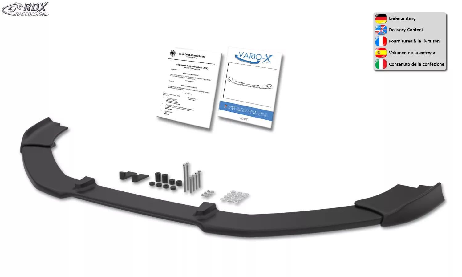 RDX Frontspoiler VARIO-X für VOLVO S80 2013-2016 / V70 2013-2016 Frontlippe Front Ansatz Vorne Spoilerlippe