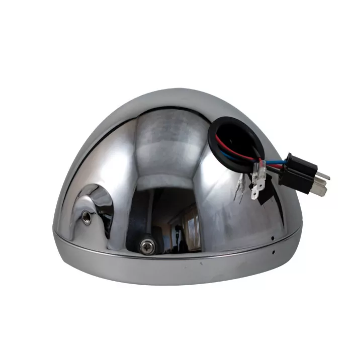 Led-scheinwerfer 7","british Style", Chrom, 10 Led S, Reflektor Chrom, M8 Seitlich, E-geprüft