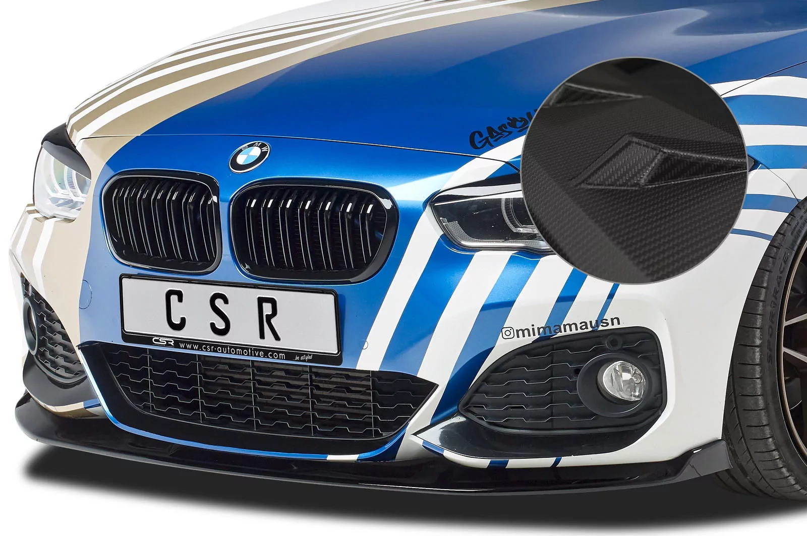 Cup-Spoilerlippe mit ABE für BMW 1er F20/F21 M-Paket CSL356-M Carbon Look (matt)