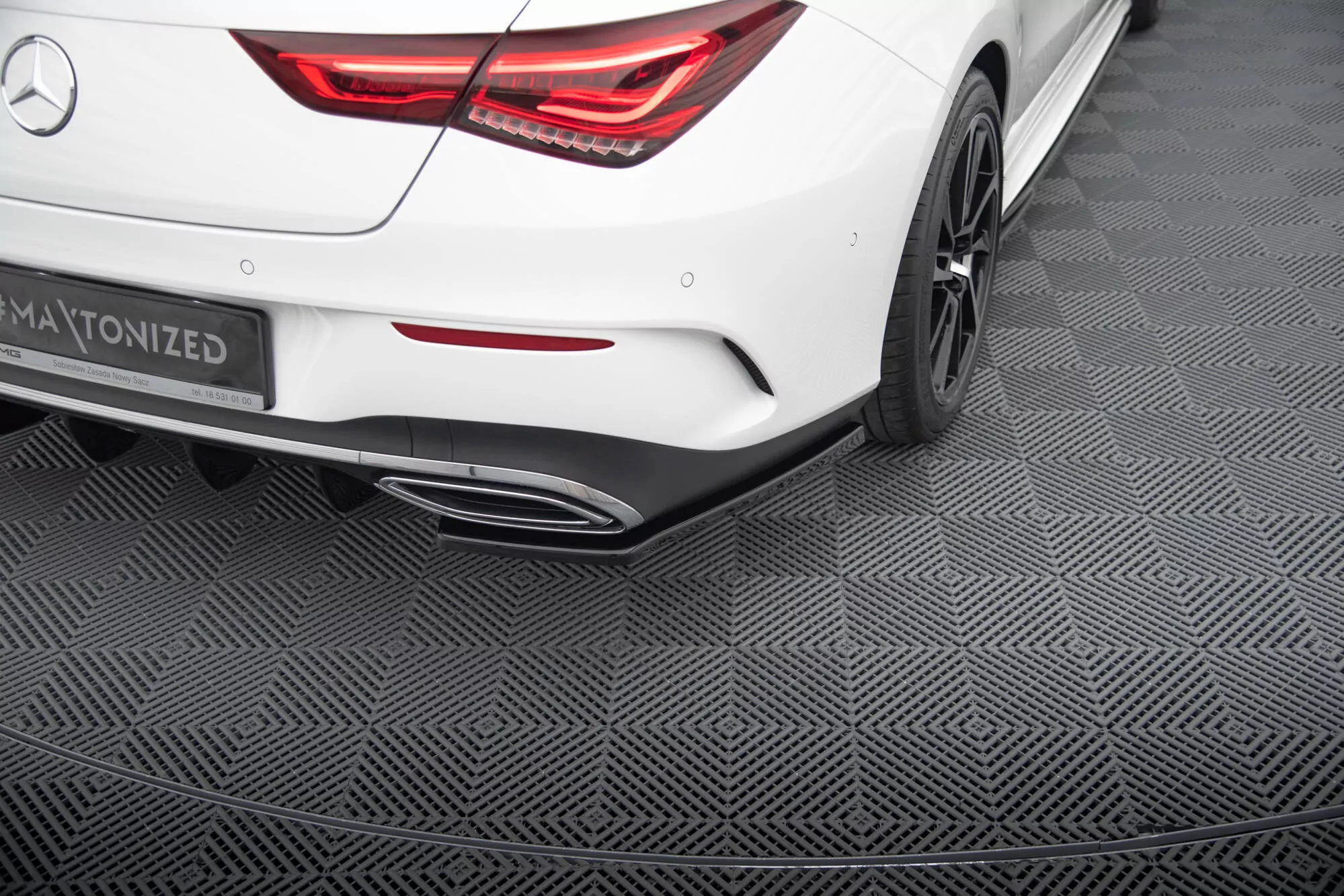 Heck Ansatz Flaps Diffusor Passend Für Mercedes-Benz CLA Shooting Brake AMG-Line X118 Schwarz Hochglanz