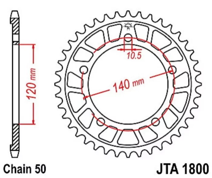 Kettenrad ALU 45Z  |  530 SI Innen Ø 120 Lochkreis 140