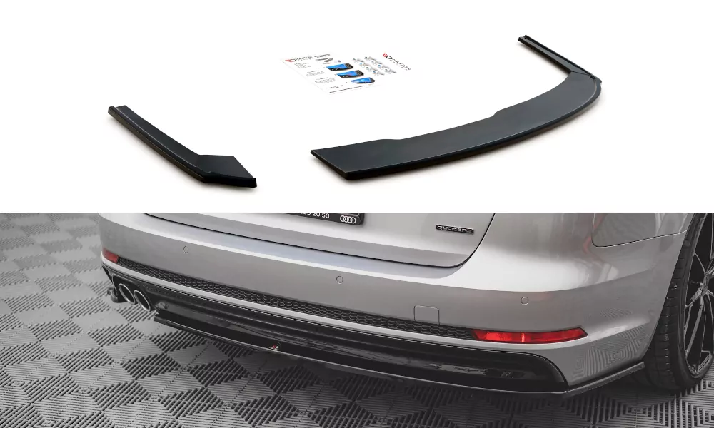 Heck Ansatz Flaps Diffusor V.2 Für Audi A4 S-Line B9 Schwarz Hochglanz