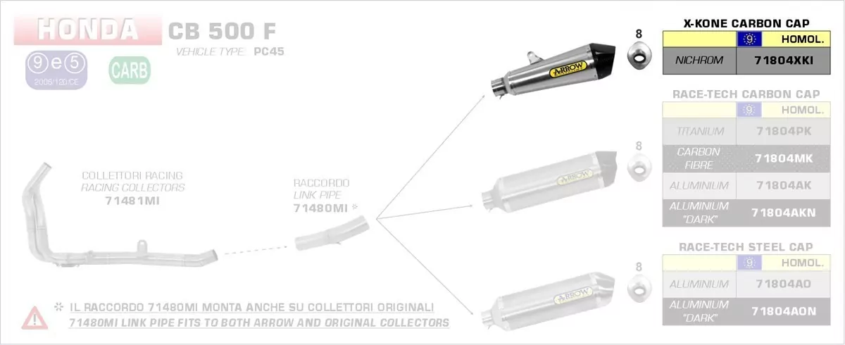Arrow Edelstahl X-Kone Honda CB 500 F-CBR 500 R- 13-18