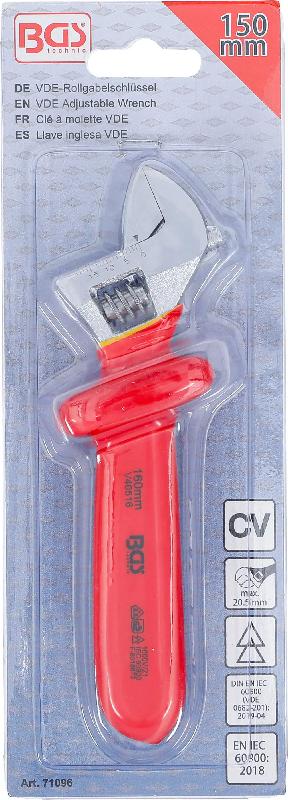 VDE-Rollgabelschlüssel | SW max. 20,5 mm