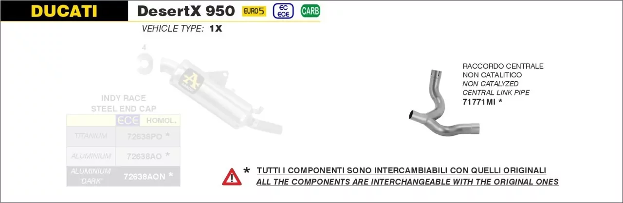 Arrow Katersatzrohr DUCATI Desert X 950 2022
