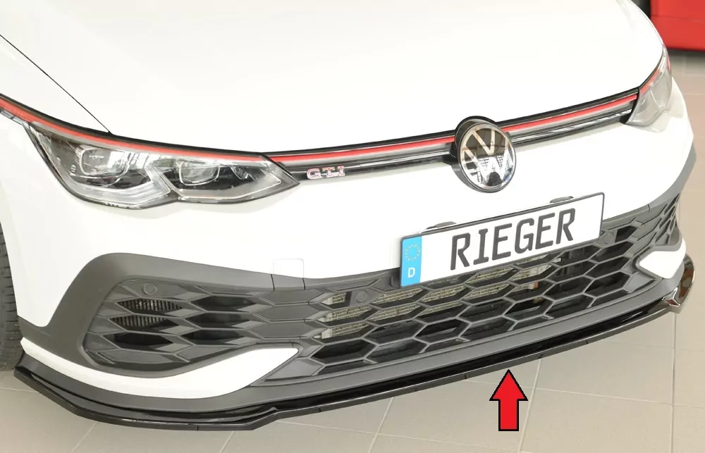 Rieger Spoilerschwert nur für GTI Clubsport glanz schwarz für VW Golf 8 GTI Clubsport 5-tür. 10.20-03.24 (bis Facelift)