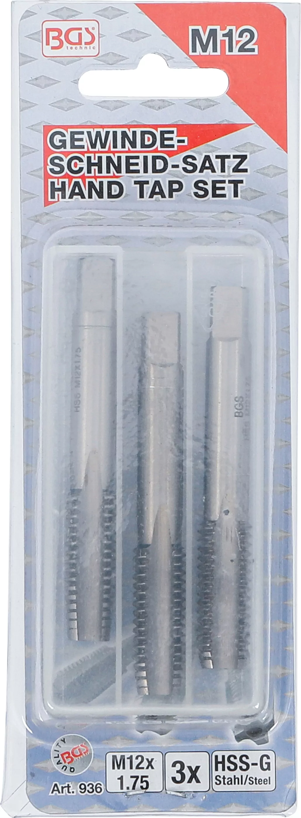 Gewindebohrer-Satz | Vor-, Mittel- und Fertigschneider | HSS-G | M12 x 1,75 mm | 3-tlg.