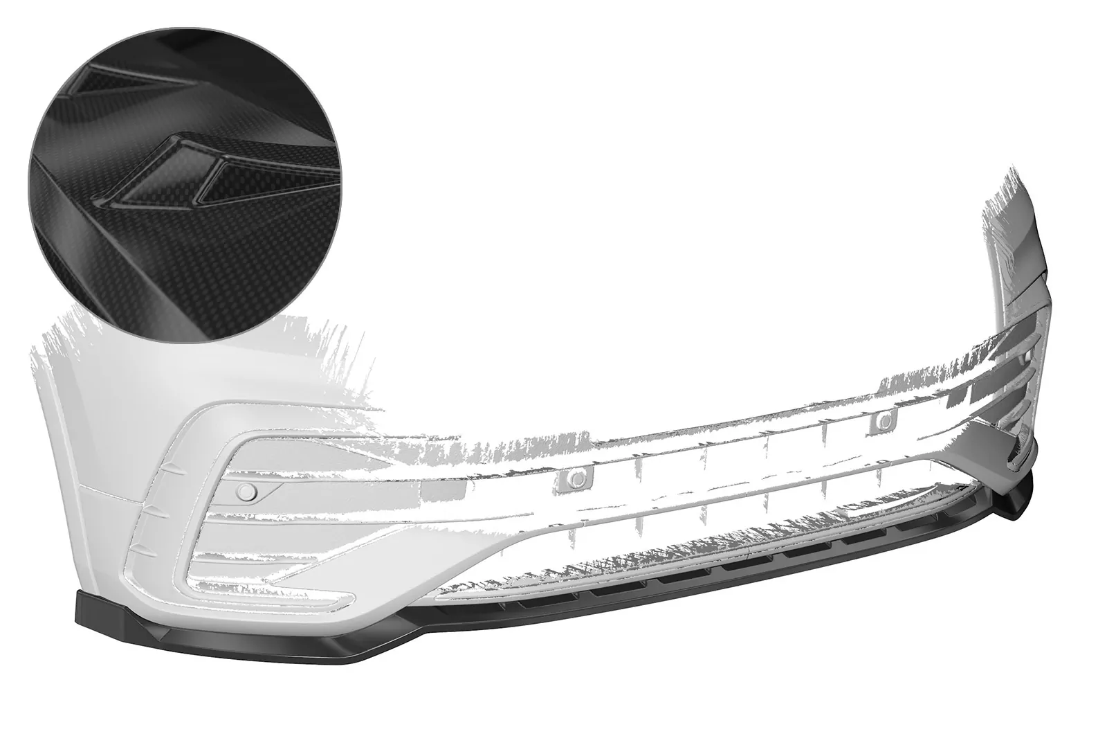 Cup-Spoilerlippe für VW Tiguan II (Typ AD1) R-Line CSL475-C Carbon Look Hochglanz