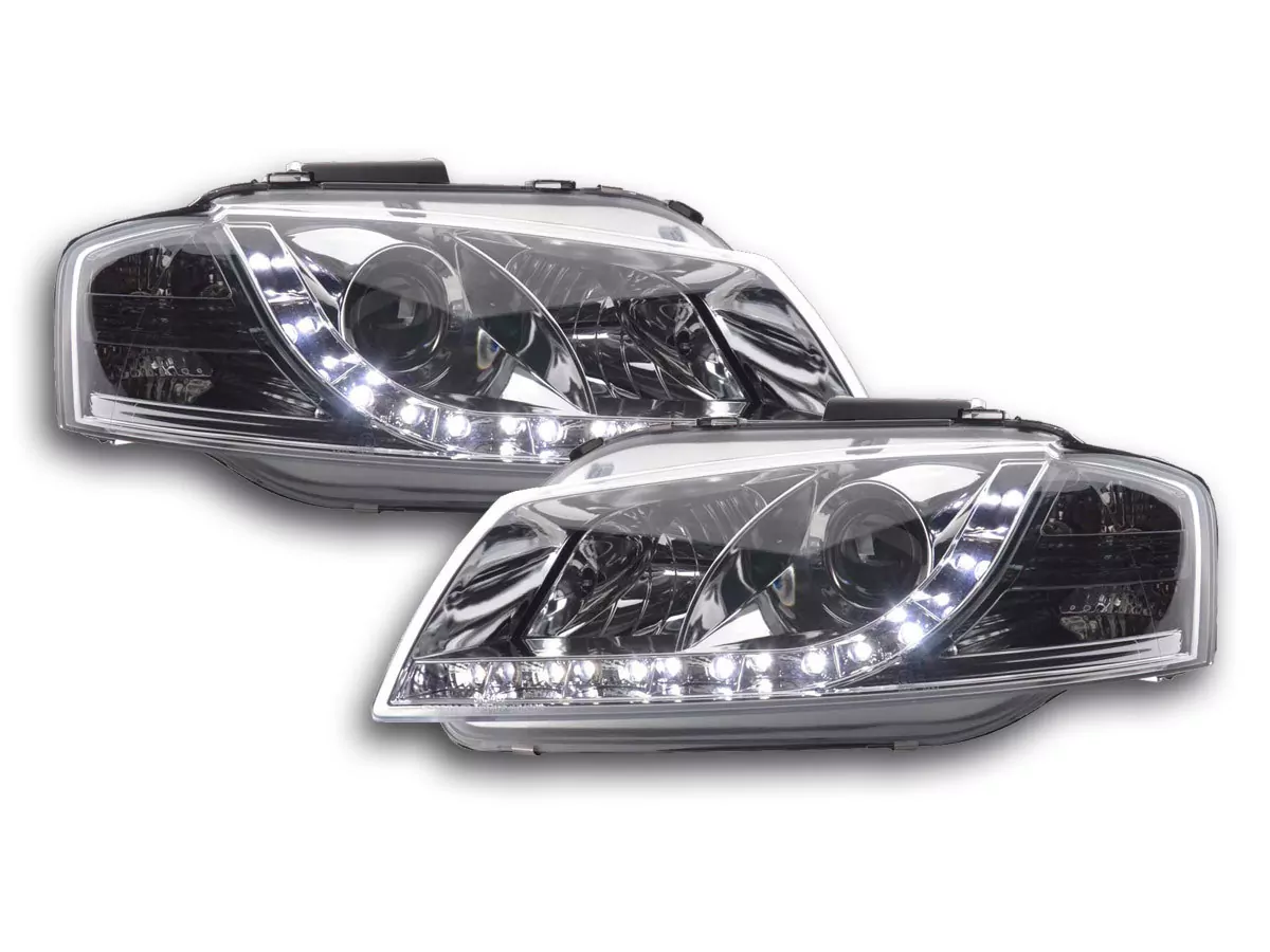 Scheinwerfer Set Daylight LED TFL-Optik Audi A3 Typ 8P Bj. 03-07 chrom