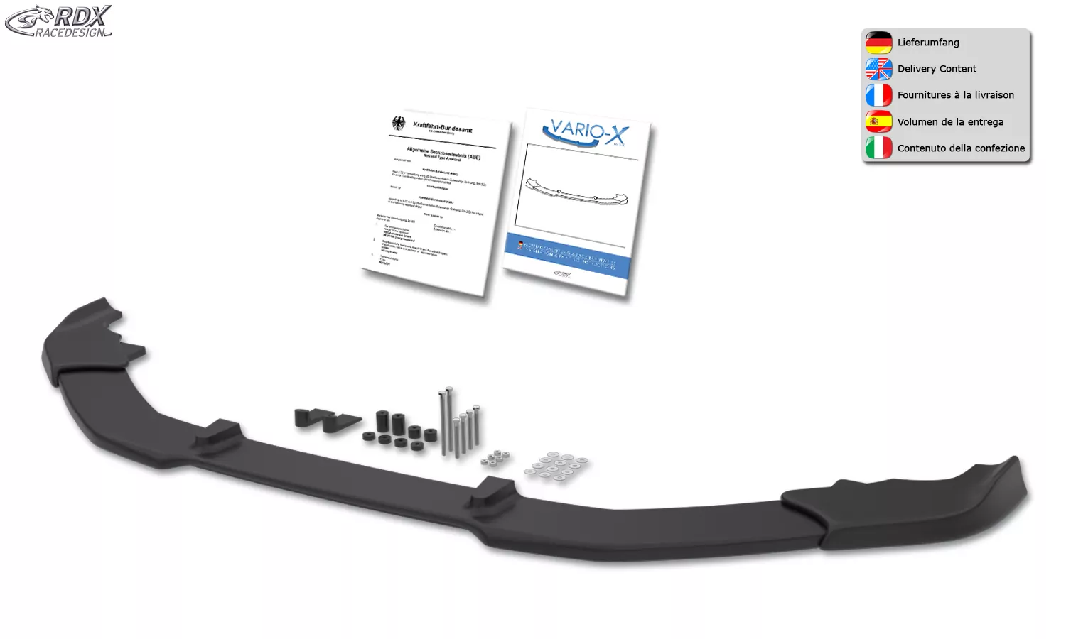 RDX Frontspoiler VARIO-X für AUDI A4 8W B9 (-2019) Frontlippe Front Ansatz Vorne Spoilerlippe