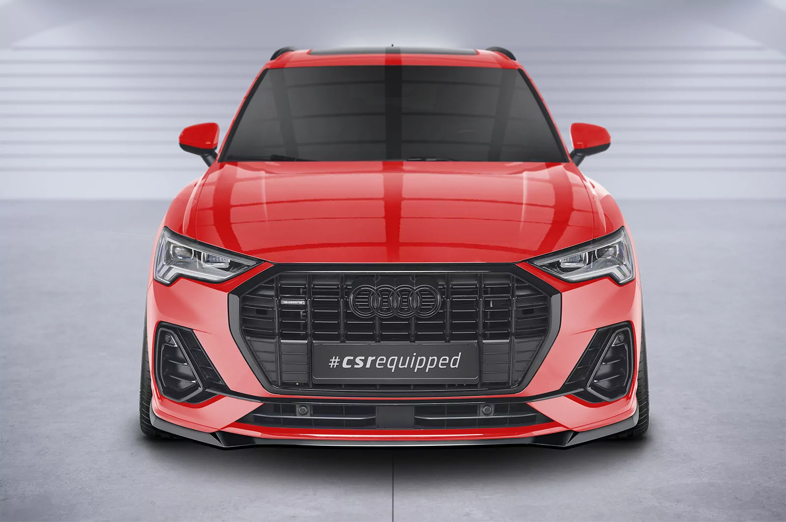 Cup-Spoilerlippe mit ABE für Audi Q3 (F3) S-Line CSL665 Schwarz Strukturiert