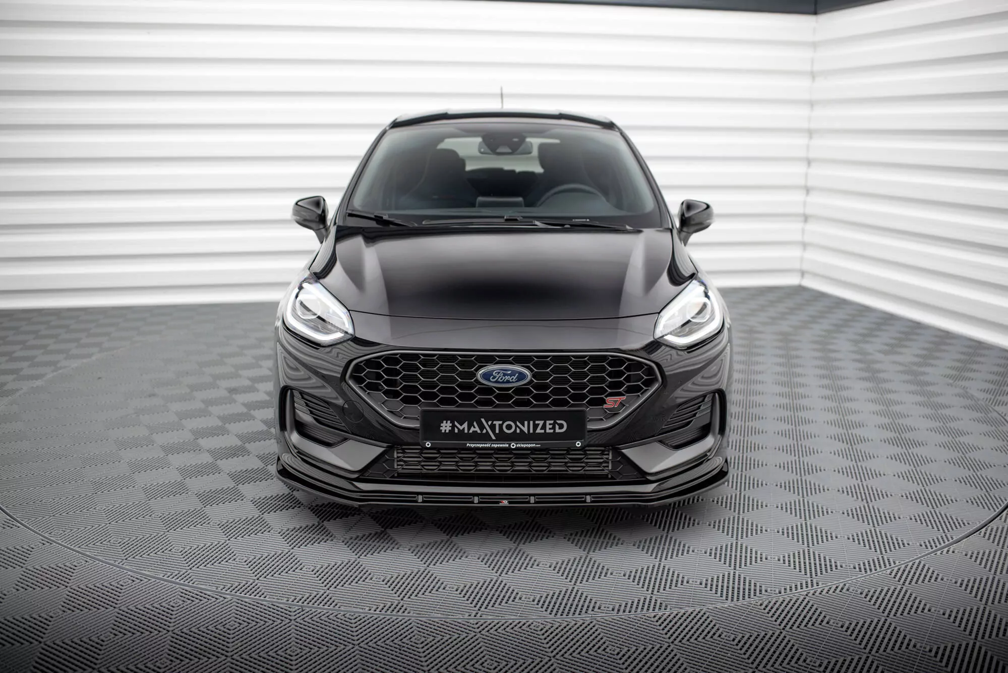 Front Ansatz V.2 Für Ford Fiesta ST / ST-Line Mk8 Facelift Schwarz Hochglanz