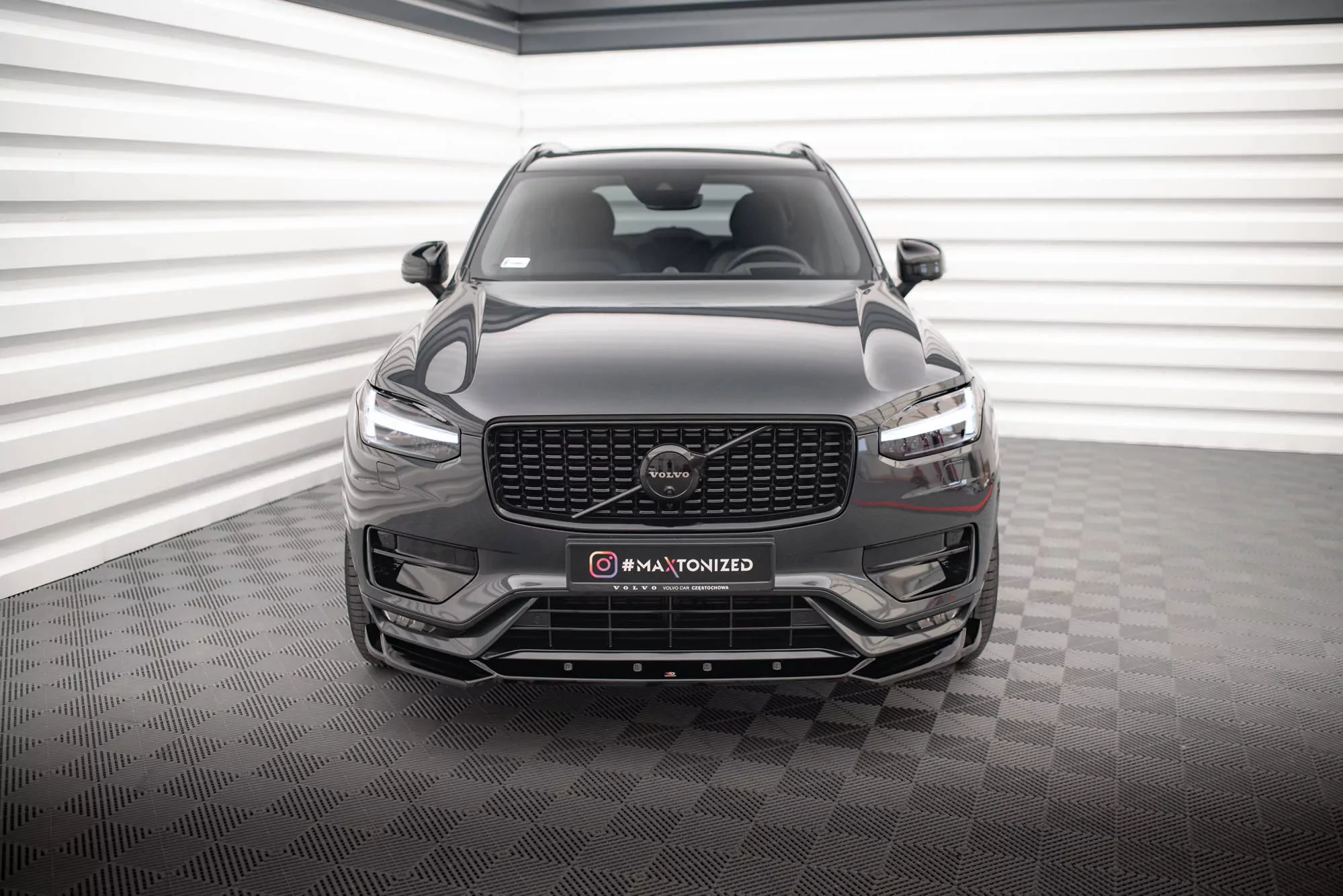 Front Ansatz V.1 Für Volvo XC90 R-Design Mk2 Facelift Schwarz Hochglanz