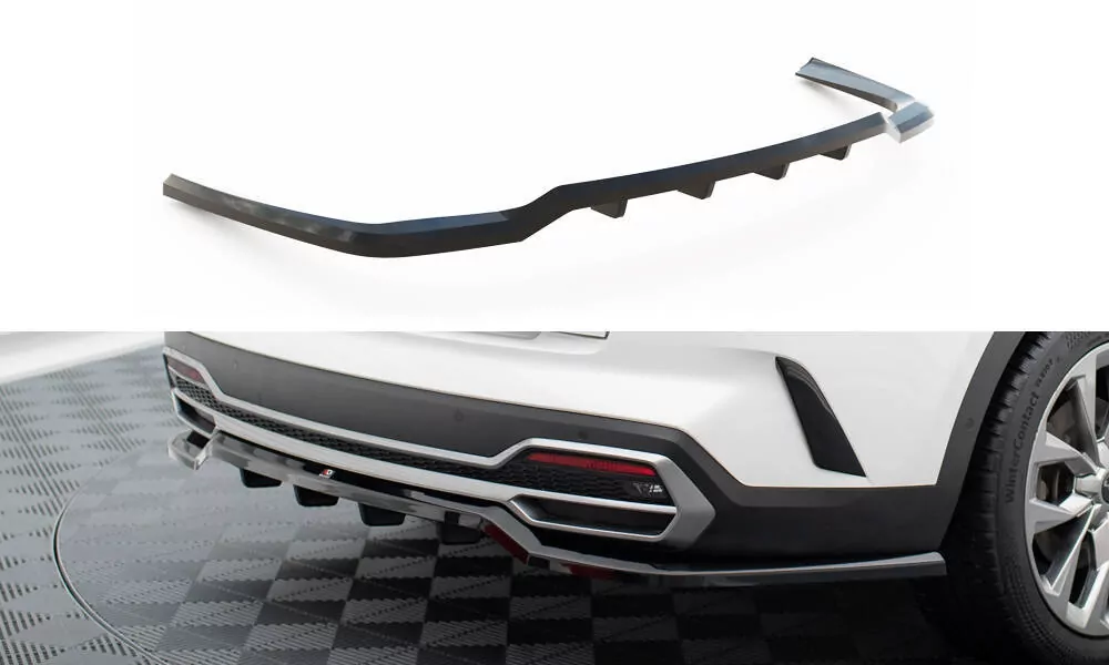 Hinten Splitter (mit Einem Vertikalem Balken) Kia Sorento Mk4 Schwarz Hochglanz