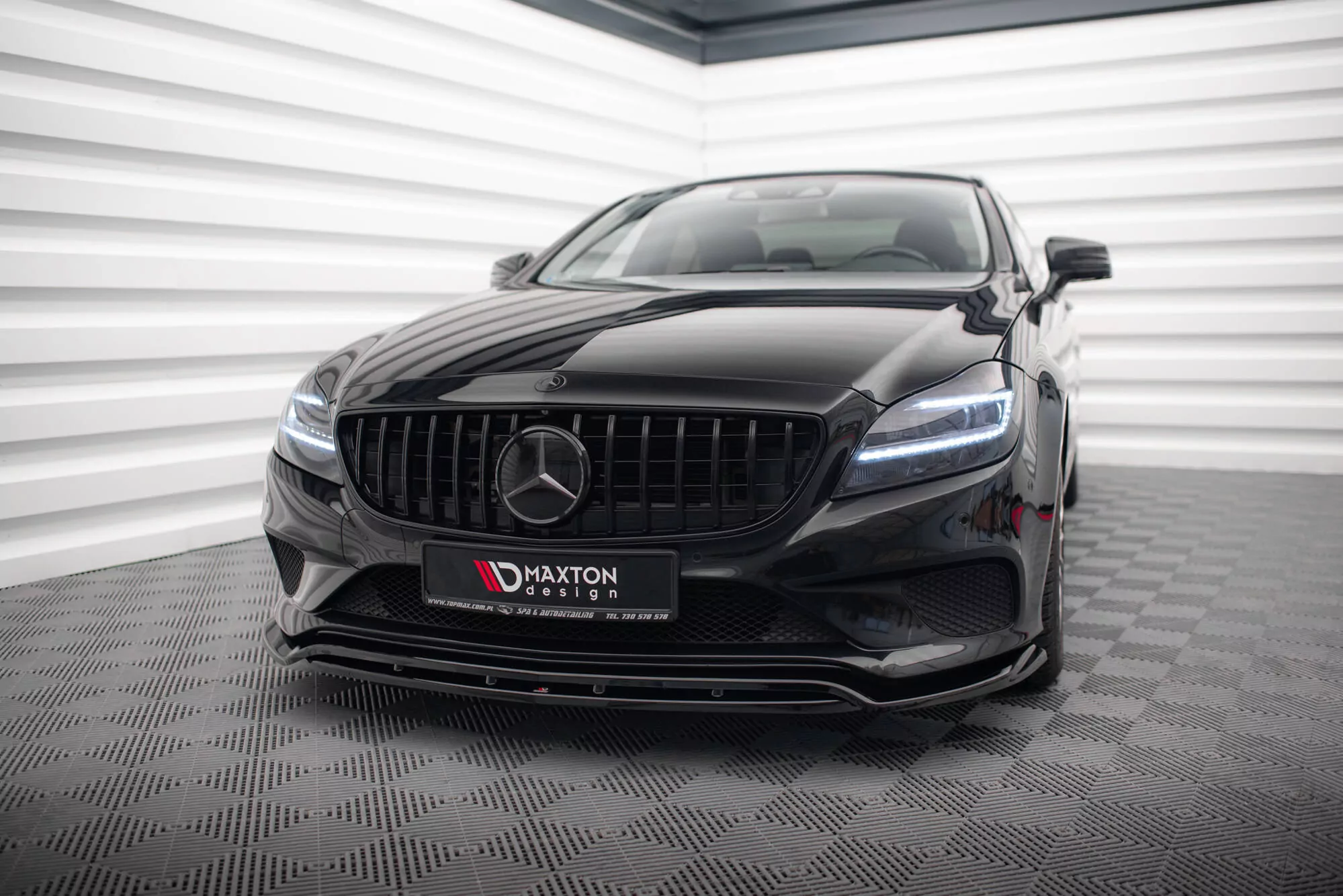 Front Ansatz Für Mercedes-Benz CLS C218 Facelift Schwarz Hochglanz