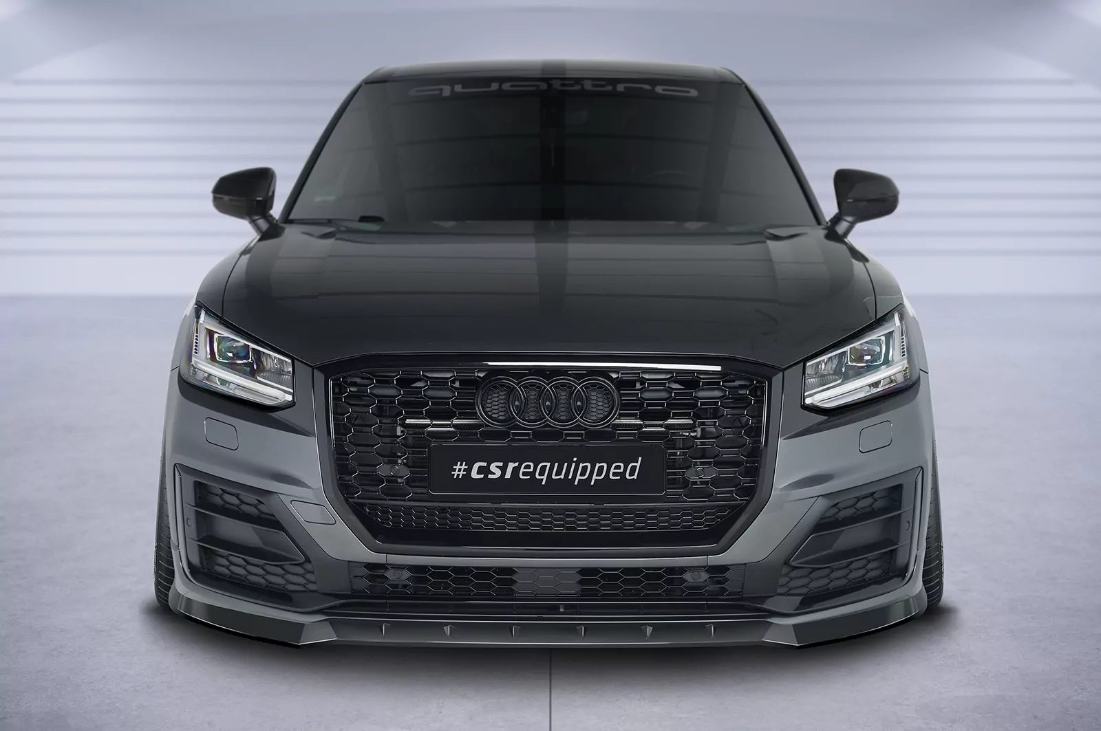 Cup-Spoilerlippe mit ABE für Audi Q2 (Typ GA) S-Line CSL644 Schwarz Strukturiert