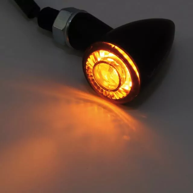 HIGHSIDER Pro Apollo Bullet LED Blinker Gehäuse Schwarz / Linse Rauchgrau (Paar), Vorn & Hinten