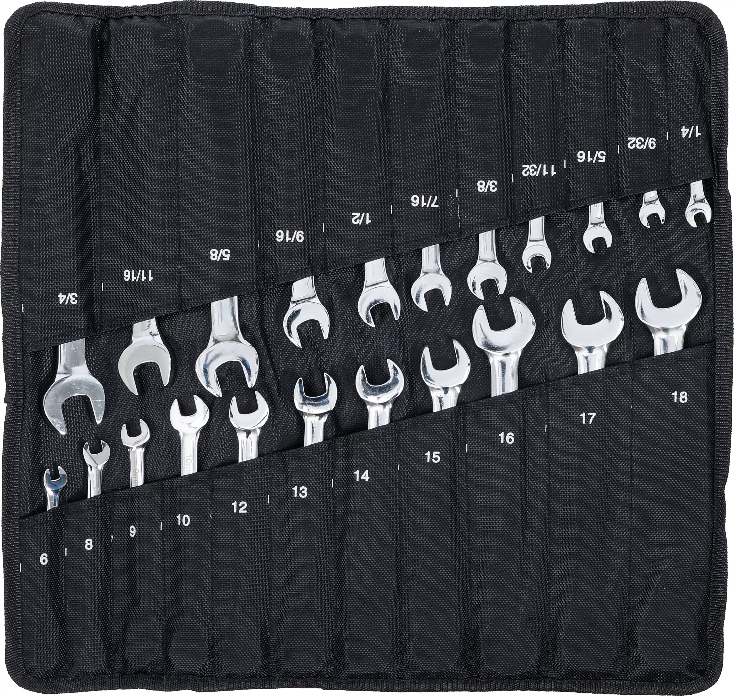 Ratschenring-Maulschlüssel-Satz | metrisch / Zollgrößen | 22-tlg.