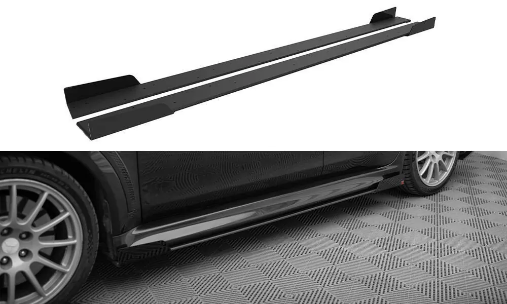 Street Pro Seitenschweller Ansatz Für + Flaps Mitsubishi Lancer EVO X Schwarz Hochglanz