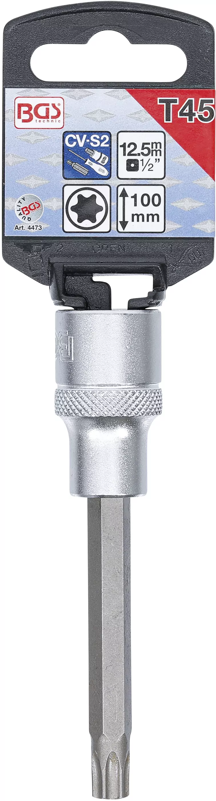 Bit-Einsatz | Länge 100 mm | Antrieb Innenvierkant 12,5 mm (1/2") | T-Profil (für Torx) T45