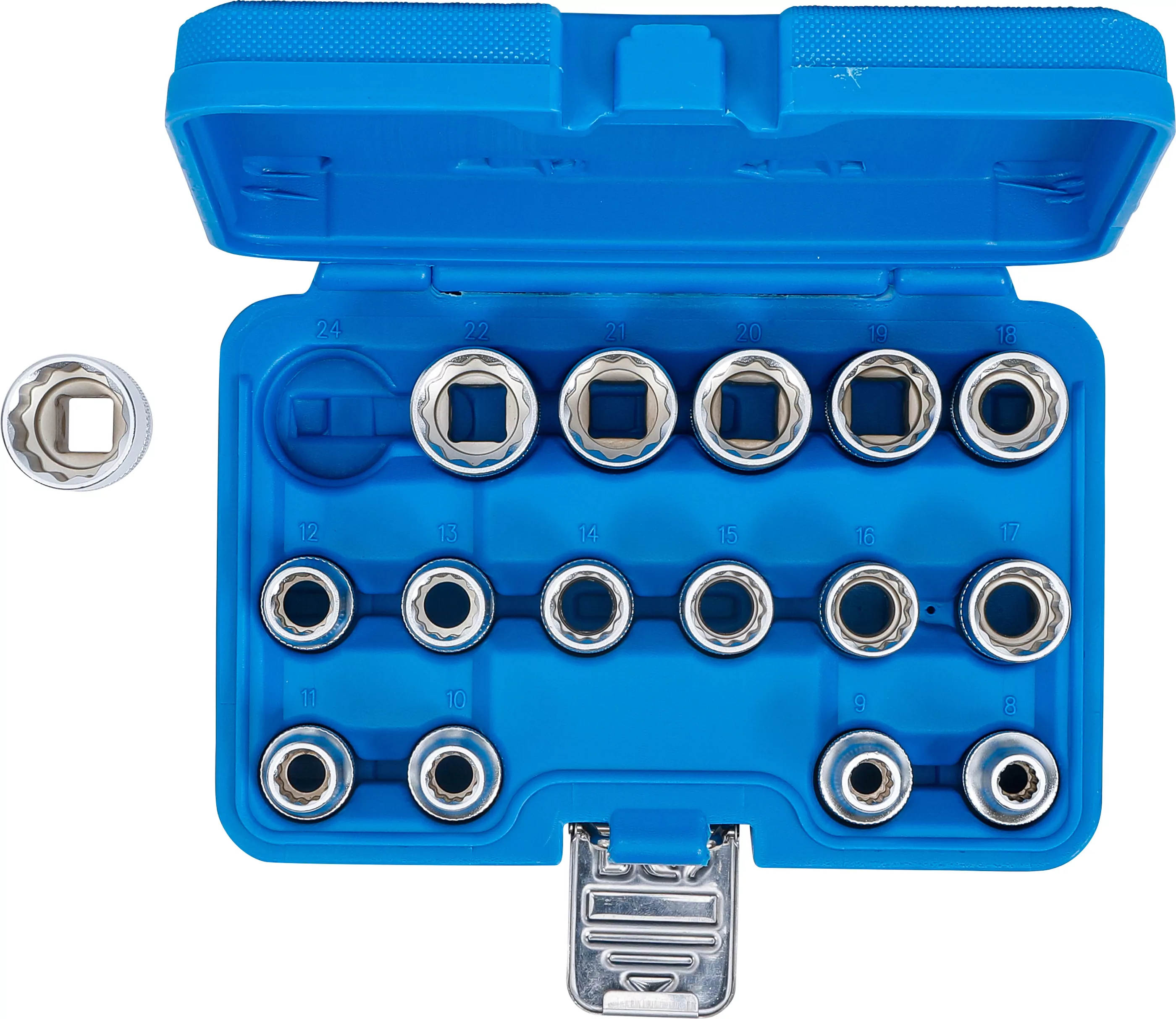 Steckschlüssel-Einsatz-Satz Zwölfkant | Antrieb Innenvierkant 12,5 mm (1/2") | SW 8 - 24 mm | 16-tlg.