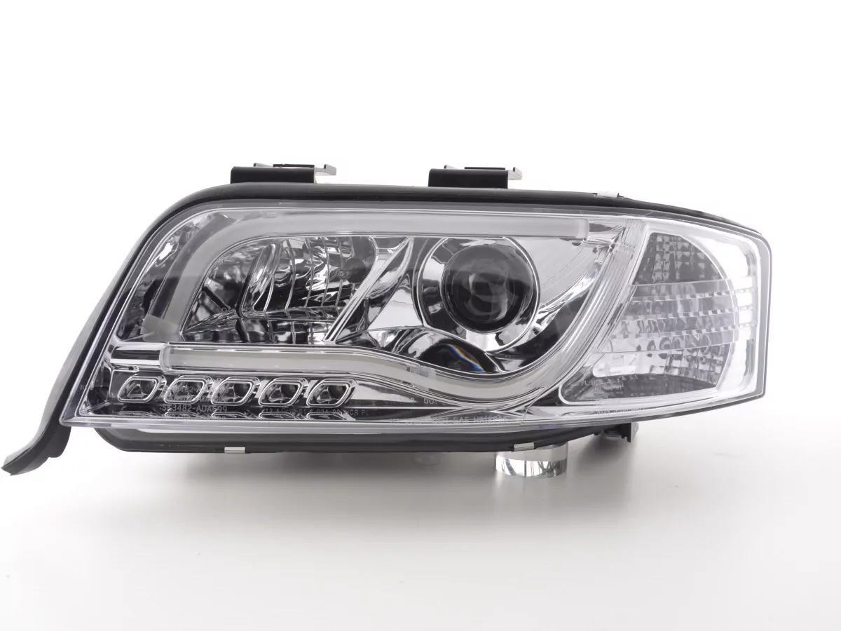 Scheinwerfer Set Daylight LED TFL-Optik Audi A6 Typ 4B Bj. 01-04 chrom für Rechtslenker