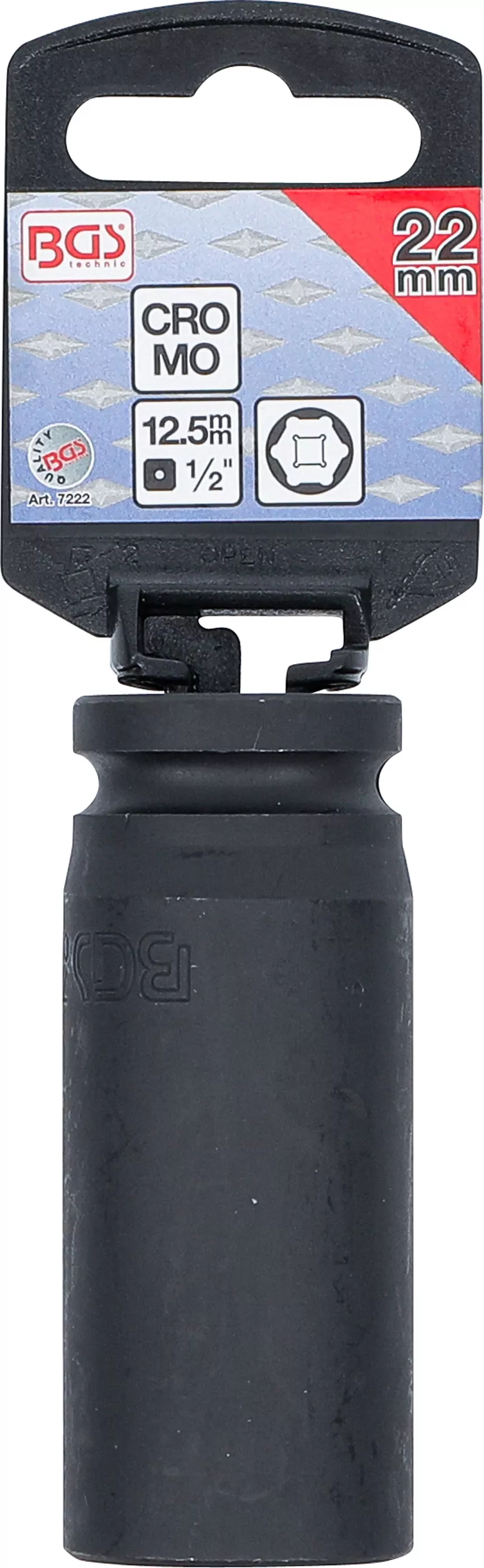 Kraft-Steckschlüssel-Einsatz Sechskant, tief | Antrieb Innenvierkant 12,5 mm (1/2") | SW 22 mm