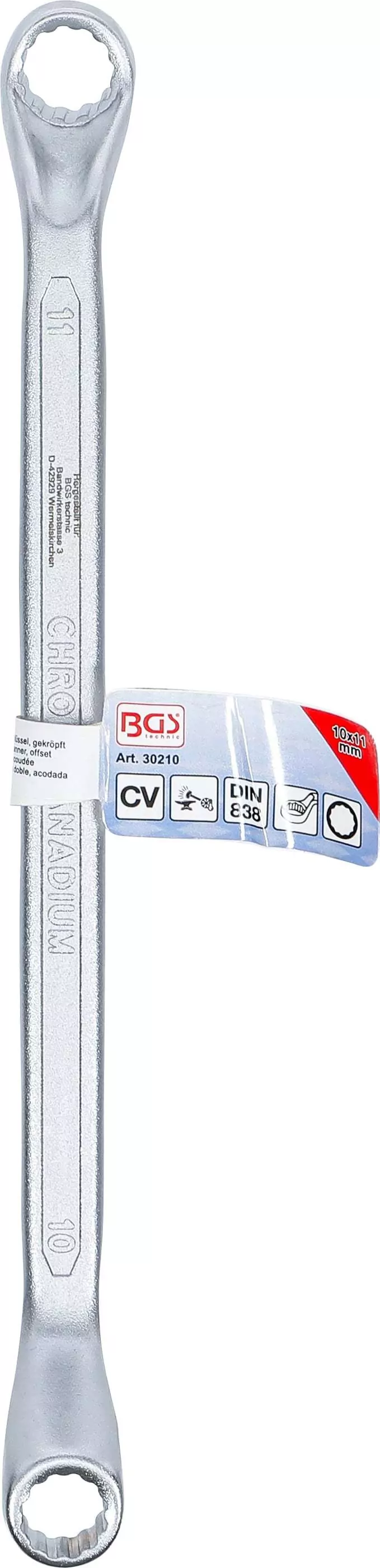 Doppel-Ringschlüssel | tief gekröpft | SW 10 x 11 mm