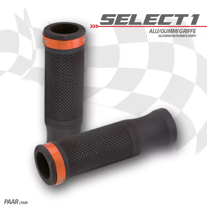 Griffgummiset "Select1" | 7/8"-22mm | schwarz Zierring orange | Länge: 120 mm | offen