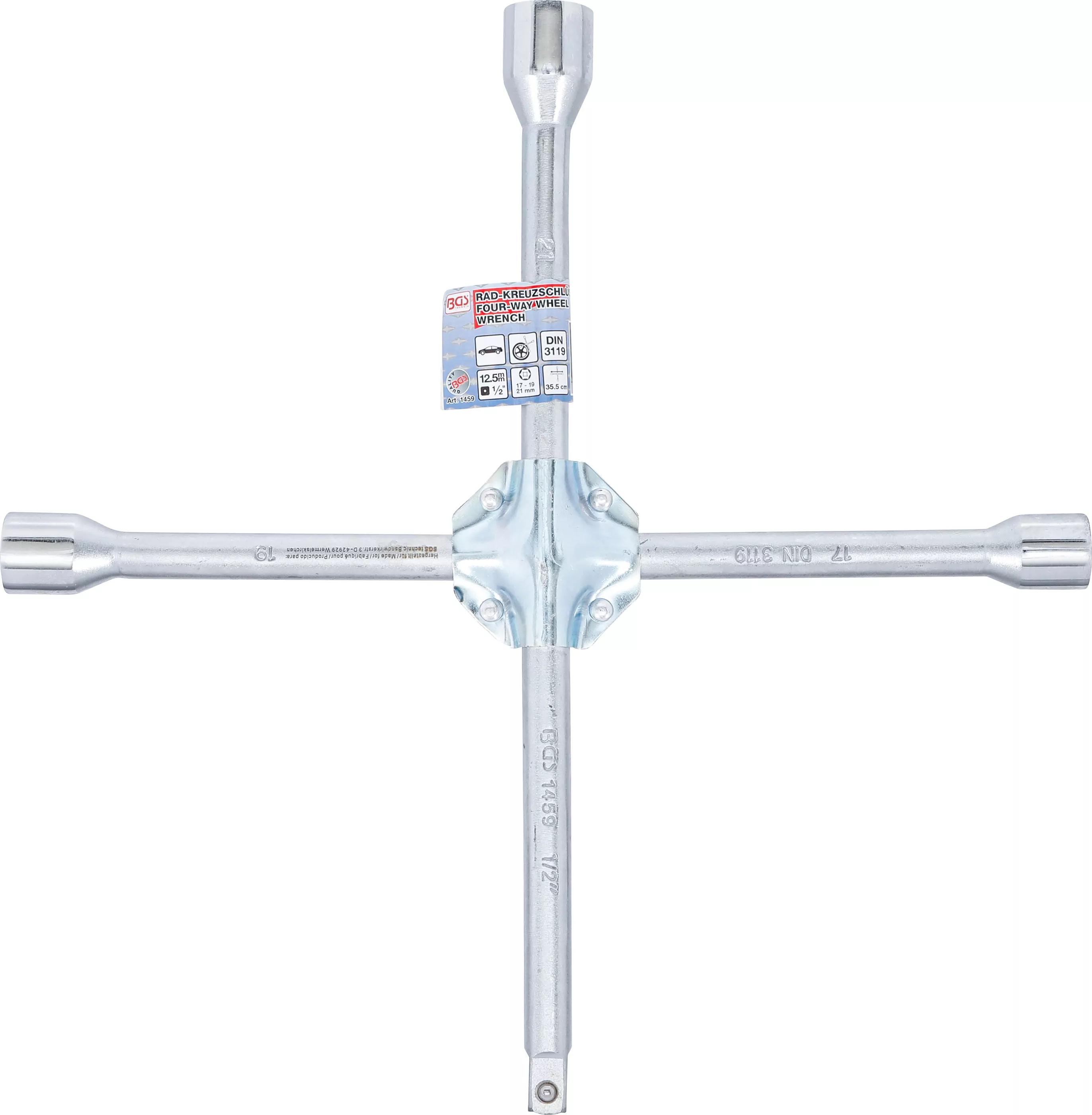 Rad-Kreuzschlüssel mit Gelenk | für PKW | Vierkant | SW 17 x 19 x 21 x 12,5 mm (1/2")