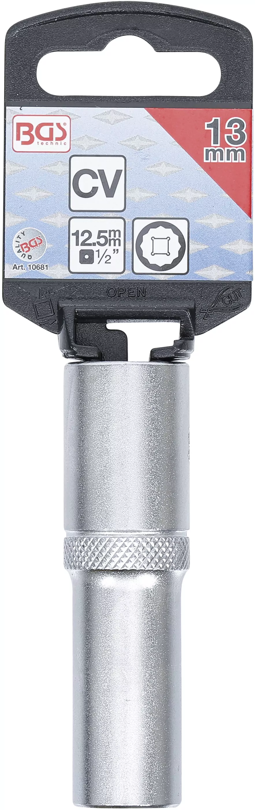 Steckschlüssel-Einsatz Zwölfkant, tief | Antrieb Innenvierkant 12,5 mm (1/2") | SW 13 mm