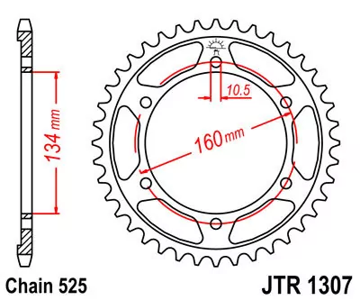 Kettenrad 44Z  |  525 Innen Ø 134 Lochkreis 160