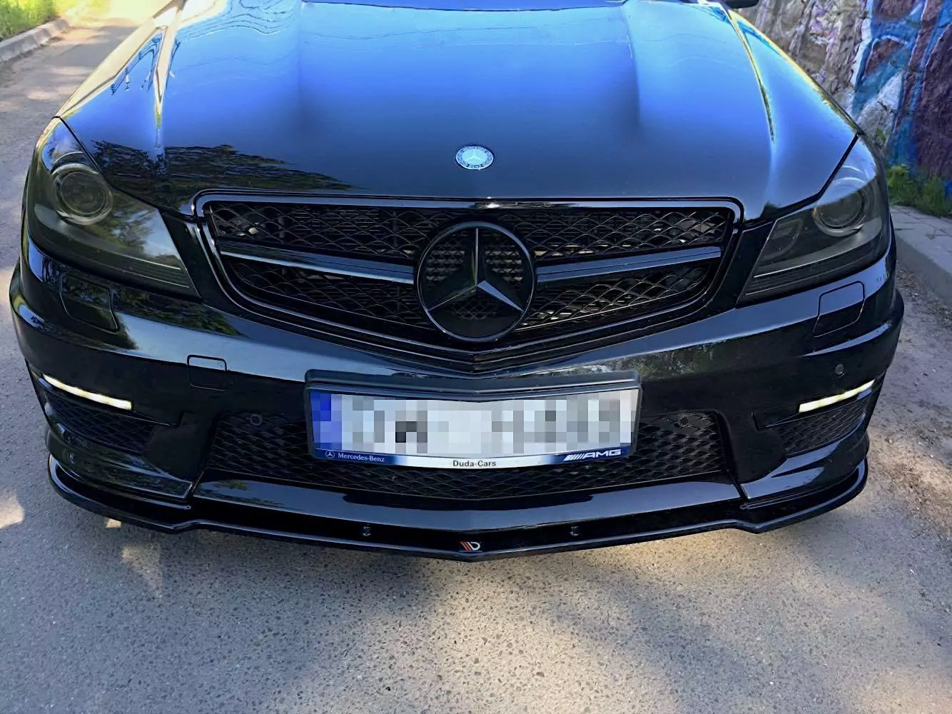 Front Ansatz Für Mercedes-Benz C63 AMG Limousine / Kombi W204 Facelift / S204 Facelift Schwarz Hochglanz