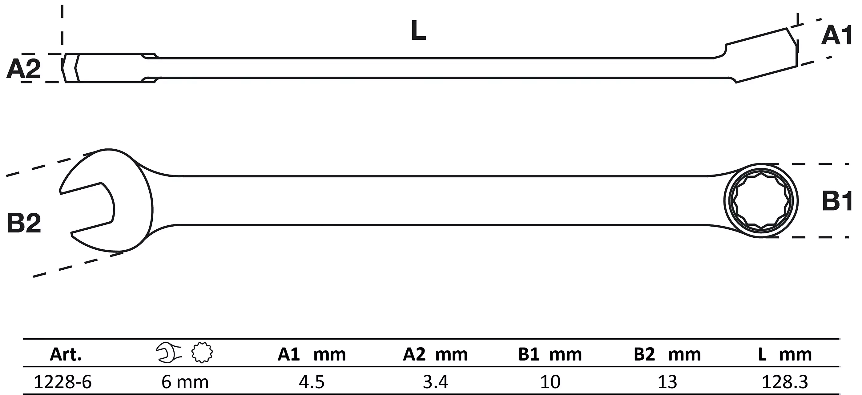 Maul-Ringschlüssel | extra lang | SW 6 mm