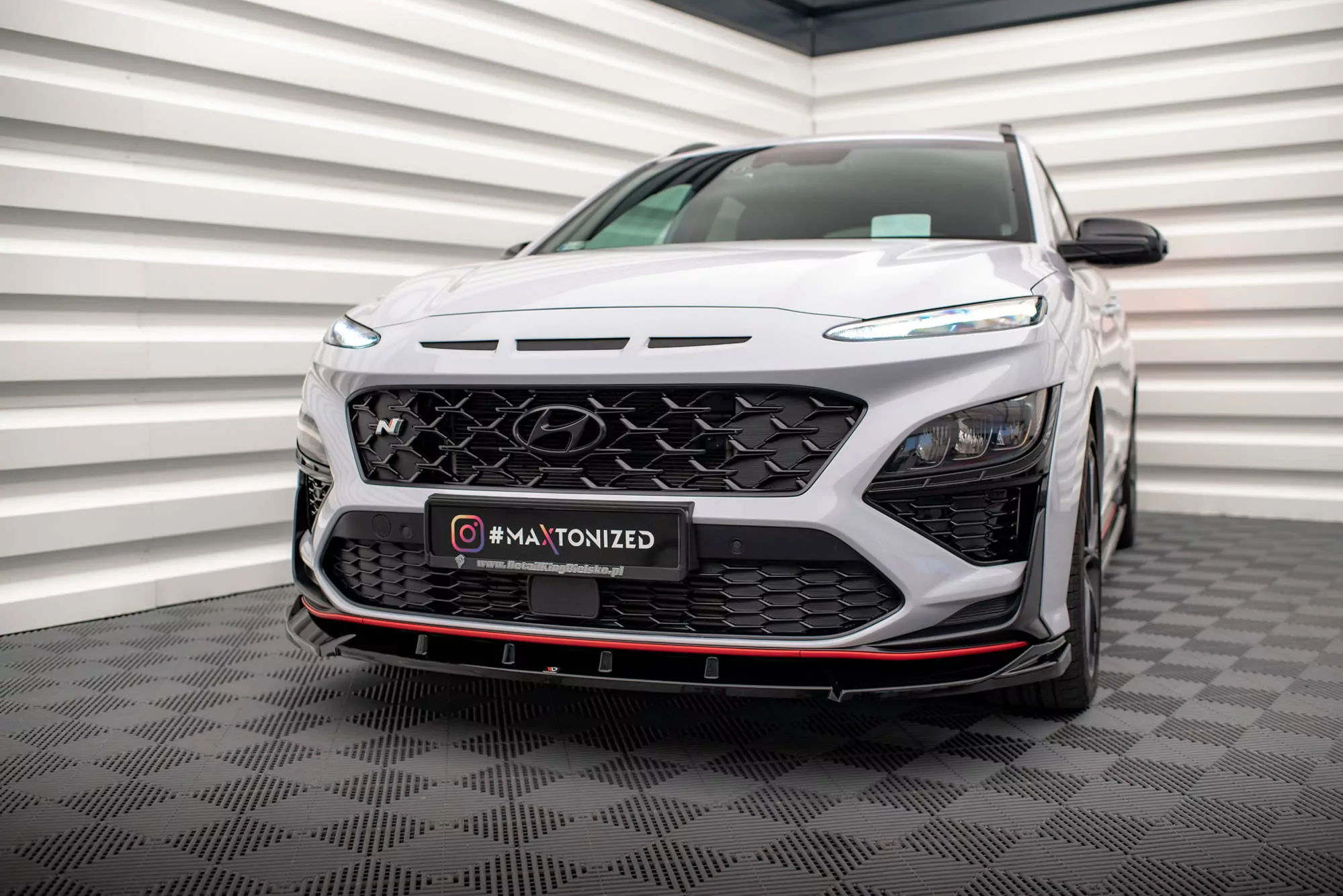 Front Ansatz V.2 Für Hyundai Kona N Mk1 Schwarz Hochglanz