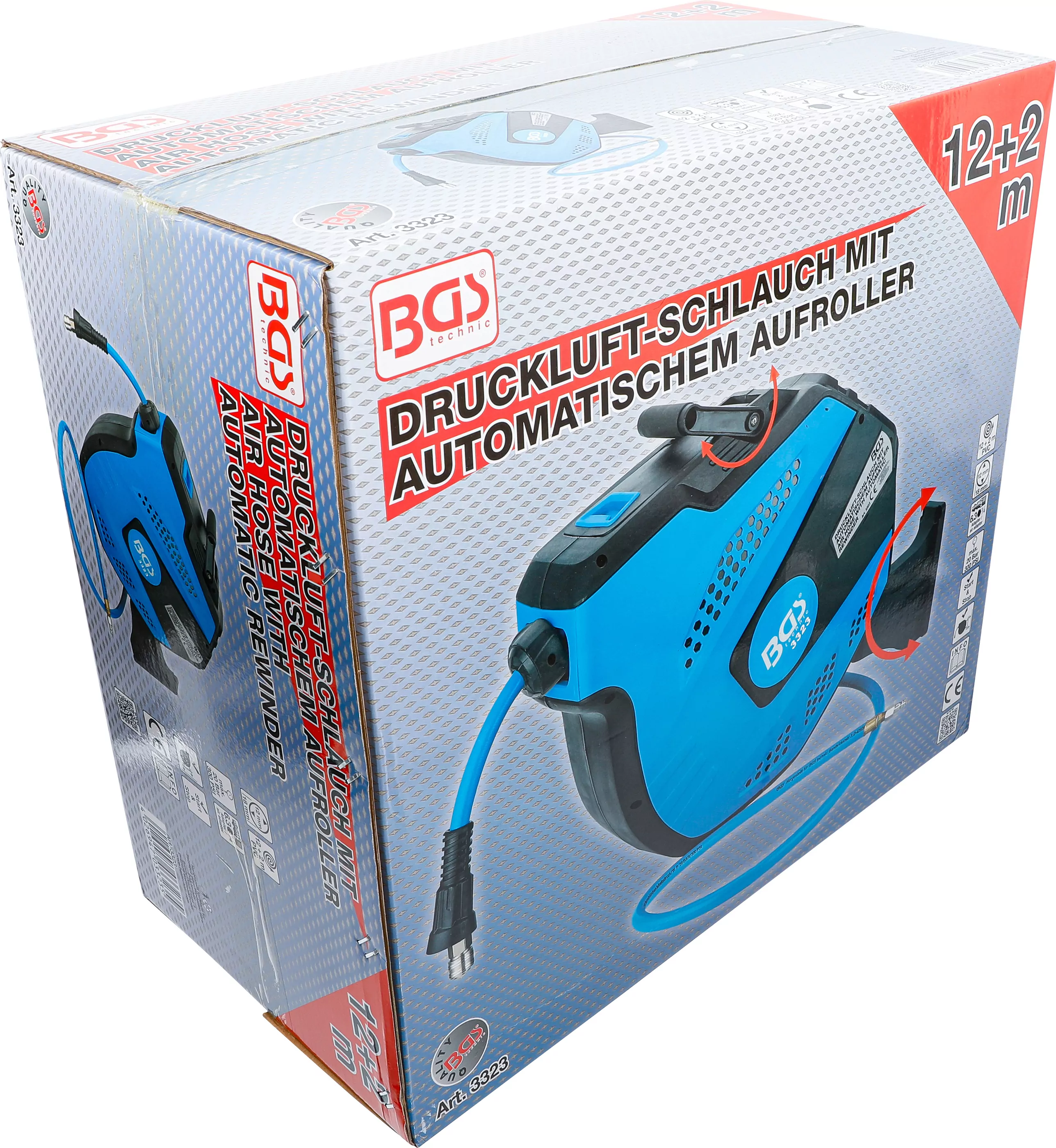 Druckluftschlauch mit Aufroller | automatisch | 12 m + 2 m