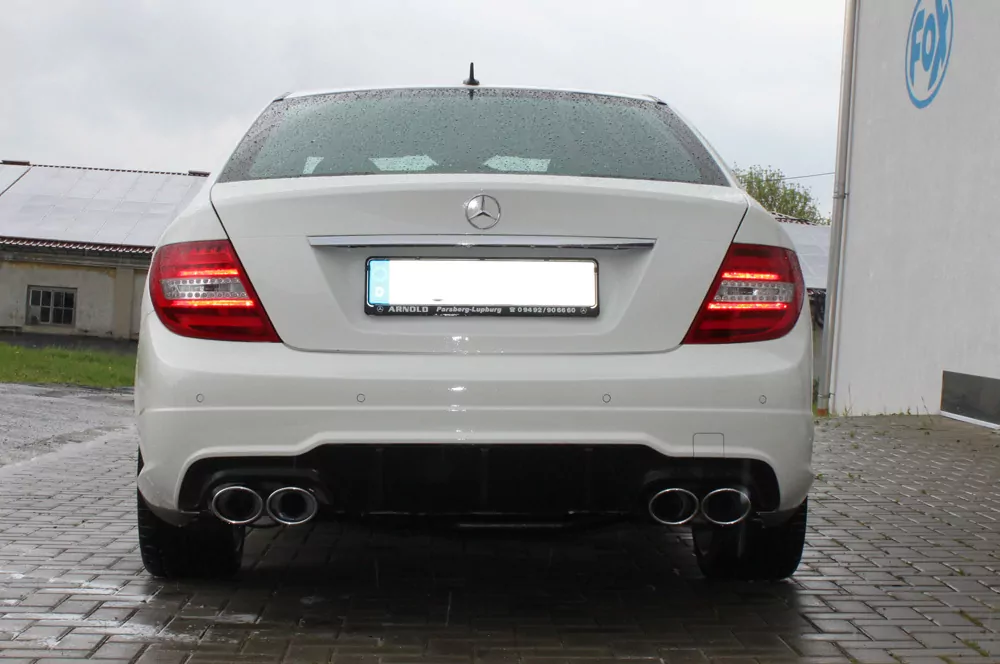 Mercedes C-Klasse 4 Zylinder - 204 AMG-P. + C63 Diff.  Endschalldämpfer rechts/links mit Y-Verbindungsstück - 2x115x85 Typ 32 rechts/links