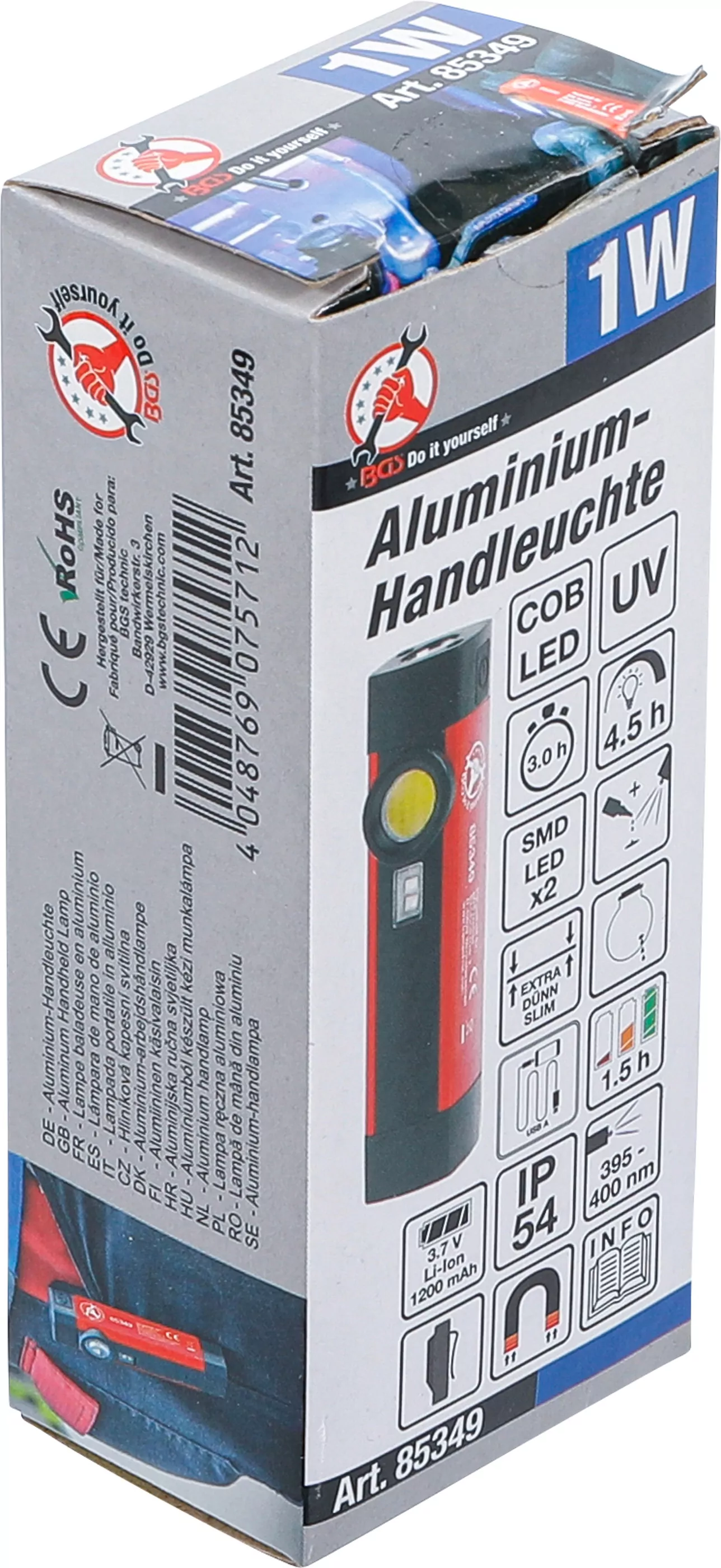 COB-LED / UV-Aluminium-Handleuchte | 1 W