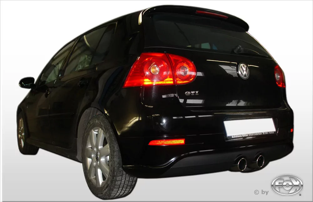 VW Golf V GTI/ GTD + VW Golf VI GTI inkl. Cabrio  Endschalldämpfer Ausgang mittig R32-Design - 2x90 Typ 16 mittig