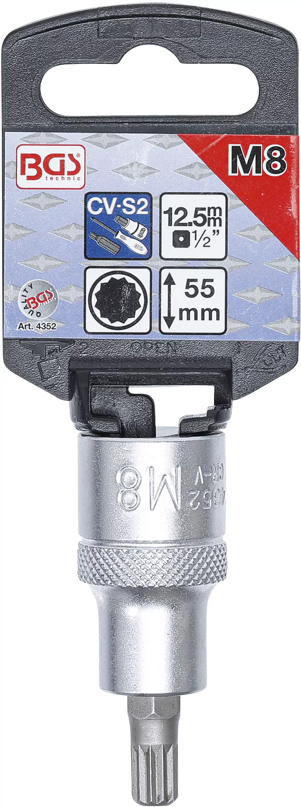 Bit-Einsatz | Antrieb Innenvierkant 12,5 mm (1/2") | Innenvielzahn (für XZN) M8