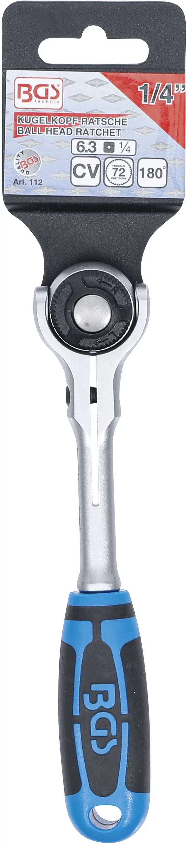 Umschaltknarre mit Kugelkopf | Abtrieb Außenvierkant 6,3 mm (1/4")