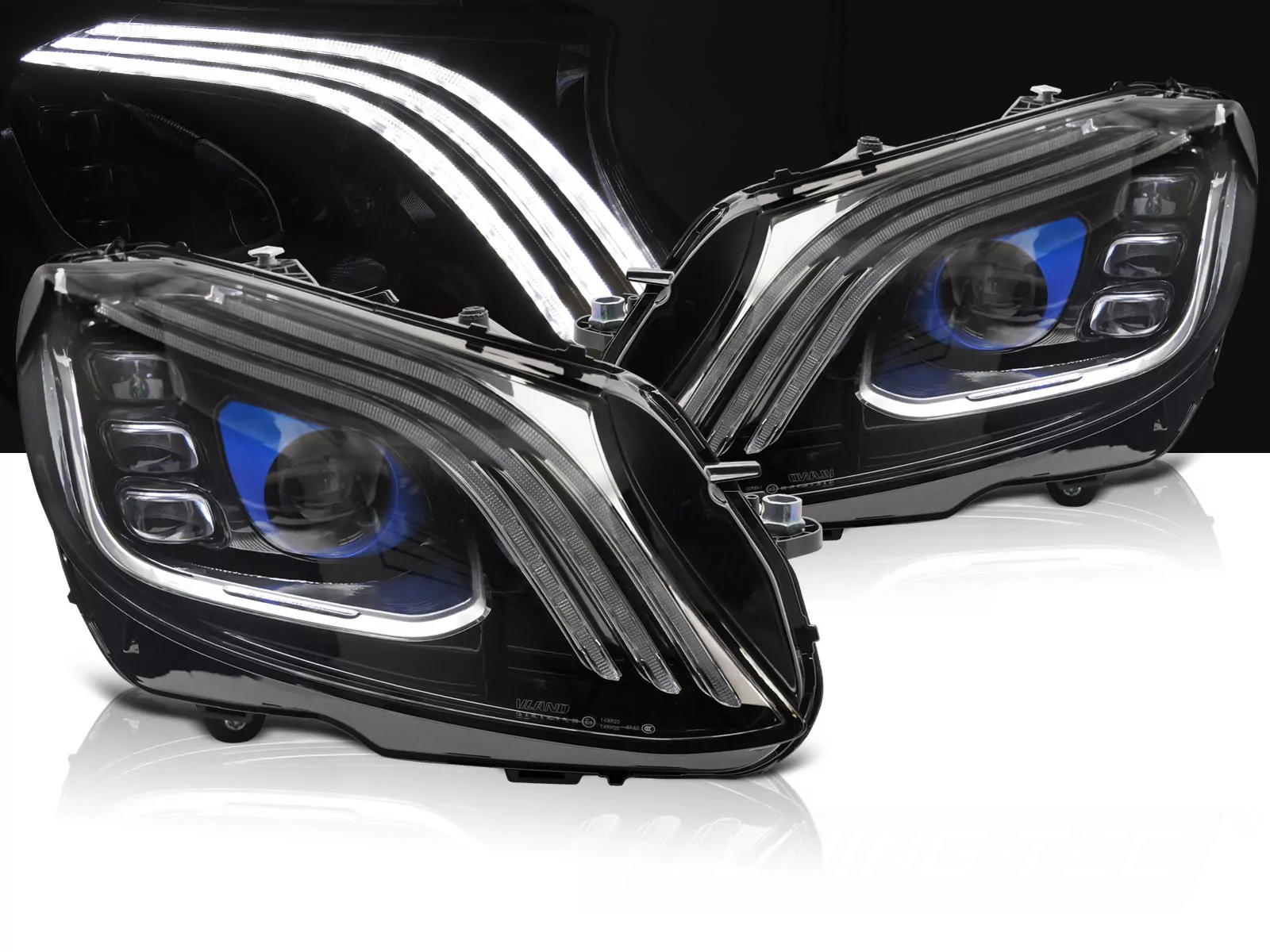 Full Led Headlights Black Fits Mercedes W205 14-21