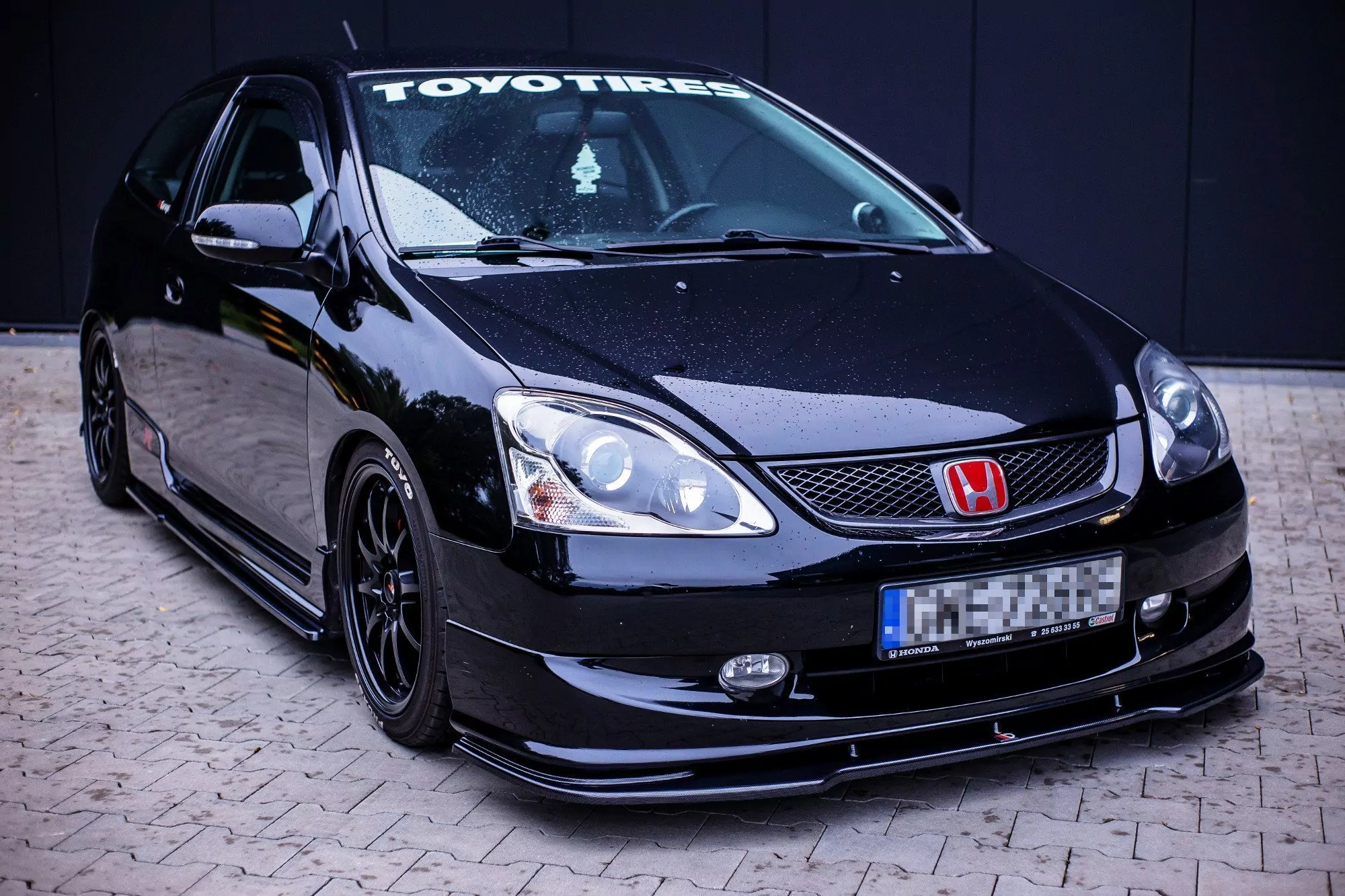 Front Ansatz Passend Für V.1 Passend Für HONDA CIVIC EP3 (MK7) TYPE-R/S FL  Schwarz Hochglanz Schwarz Hochglanz