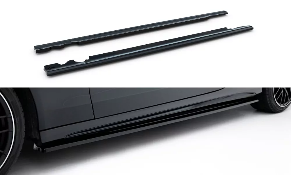 Seitenschweller Ansatz Passend Für Passend Für MERCEDES- BENZ C-KLASSE W205 COUPE AMG-LINE Schwarz Hochglanz Schwarz Hochglanz