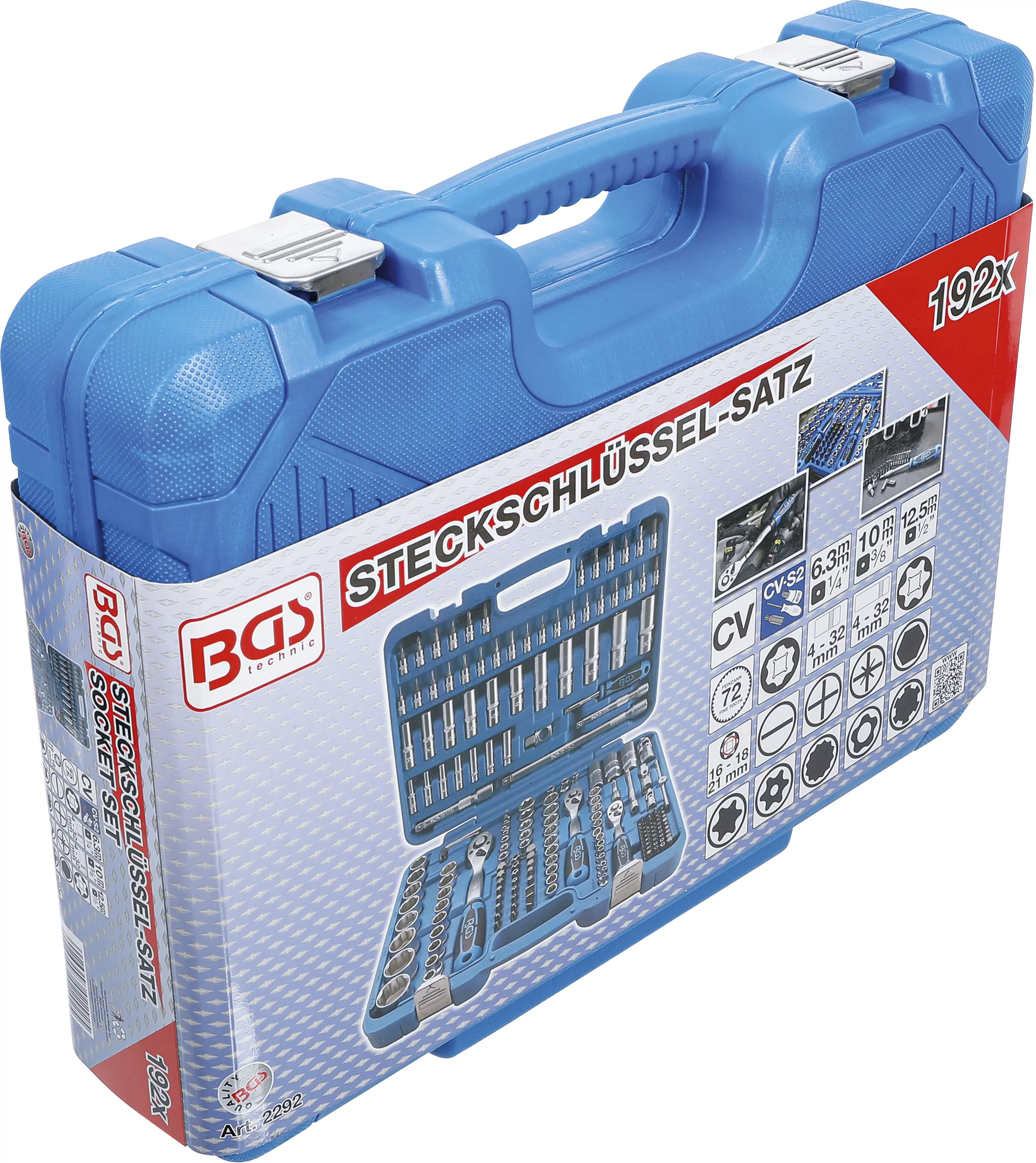 Steckschlüssel-Satz Wellenprofil | Antrieb 6,3 mm (1/4") / 10 mm (3/8") / 12,5 mm (1/2") | 192-tlg.