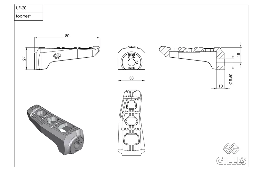Gilles Austauschfußrasten-Kit Touring Fahrer/Sozi silber für KTM Duke 790/890/1290 Svartpilien 401 701