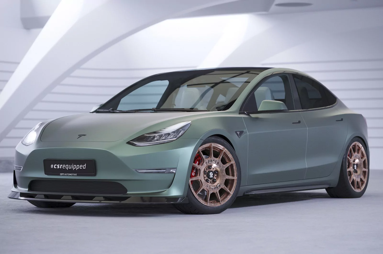 Cup-Spoilerlippe mit ABE für Tesla Model 3 CSL484 Strukturiert (schwarz matt)