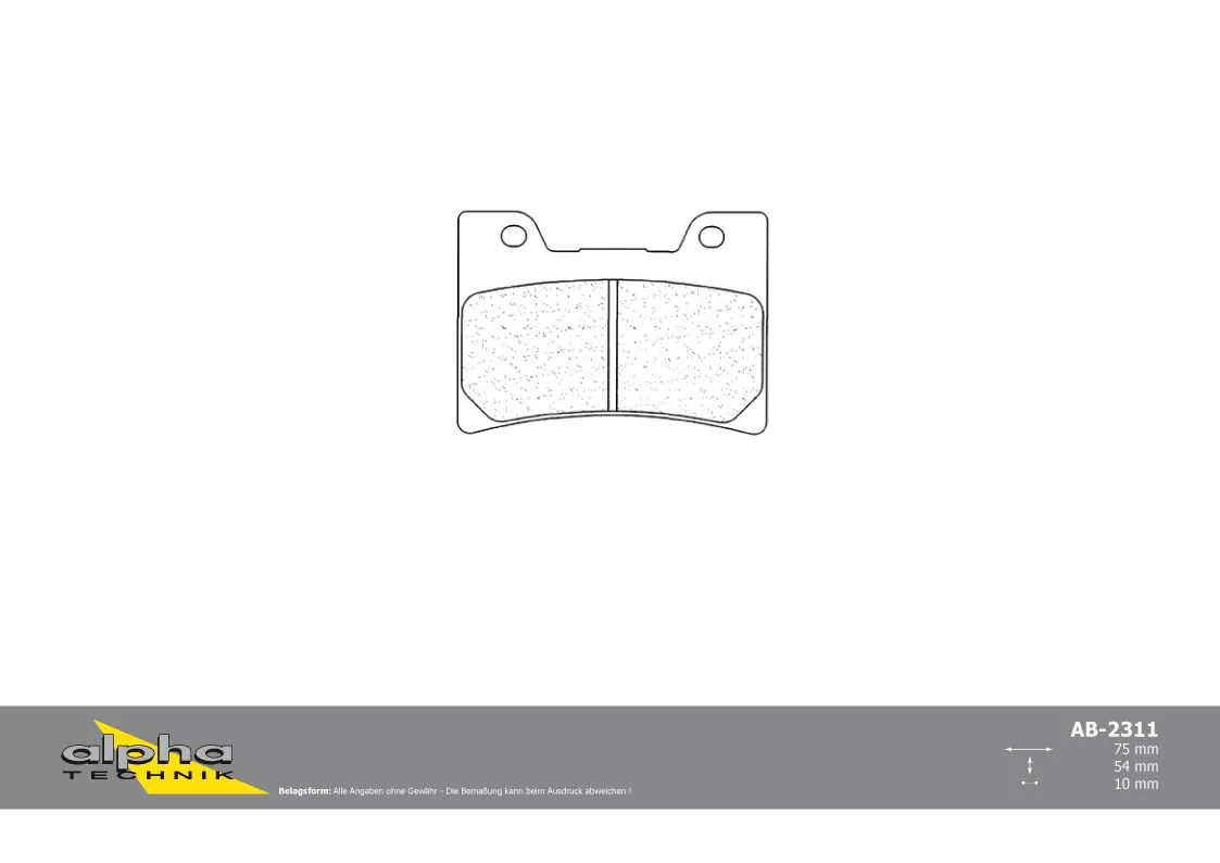 ALPHA TECHNIK Bremsbelag Straße mit ABE